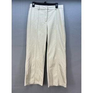 7 For All Mankind Pants Women's Size L Light Beige Faux Leather Wide Leg